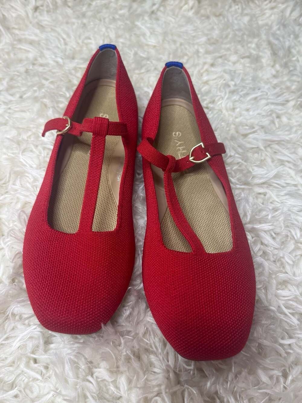 Rothy's 6.5 The T-Strap Mary Jane Knit Flats in Red Crisp